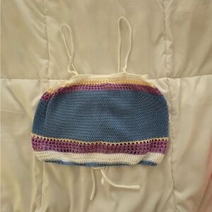 Crochet Halter Top in Blue and Purple